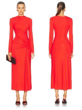 SIMKHAI Ferrera Long-Sleeve Gathered Maxi Dress, 2 4 6 8 10 12